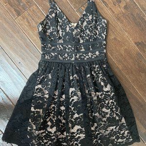 MYSTIC Black and Tan Lace Dress, Size Small